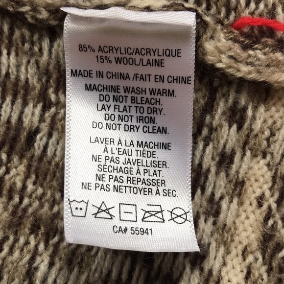 Harlow wool blend Open Front Cardigan with Fringe Black gray Cream Aztec Size S - Picture 13 of 13